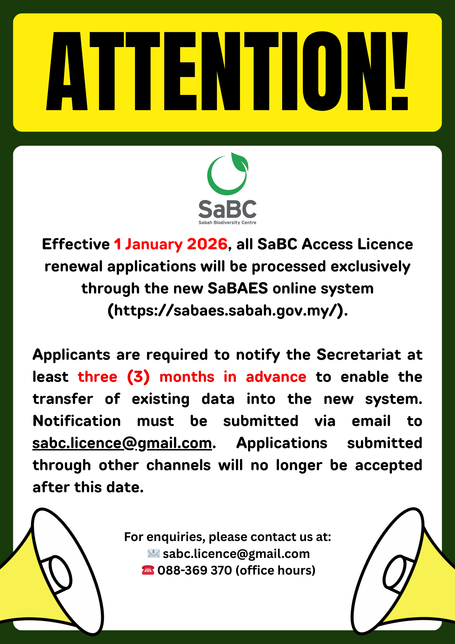 Important Update: SaBAES Implementation for Access Licence Renewals